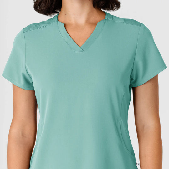 Wink Scrubs Women's Flex-n-Reach Shoulder Panel V-Neck Scrub Top Turquoise | scrub-supply.com