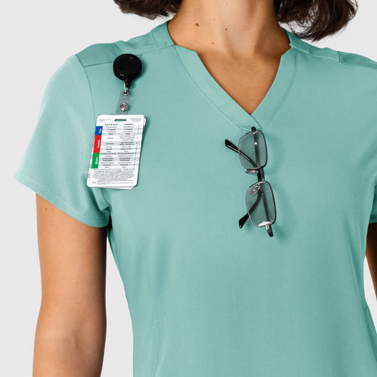 Wink Scrubs Women's Flex-n-Reach Shoulder Panel V-Neck Scrub Top Turquoise | scrub-supply.com