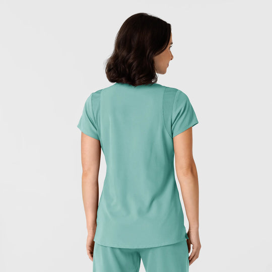 Wink Scrubs Women's Flex-n-Reach Shoulder Panel V-Neck Scrub Top Turquoise | scrub-supply.com