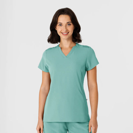 Wink Scrubs Women's Flex-n-Reach Shoulder Panel V-Neck Scrub Top Turquoise | scrub-supply.com