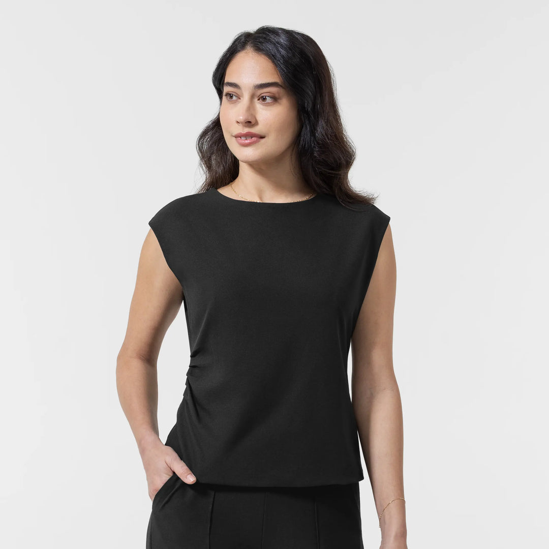 Wink Scrubs Women's Women’s Ruched Blouse Black | scrub-supply.com