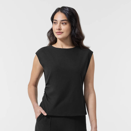 Wink Scrubs Women's Women’s Ruched Blouse Black | scrub-supply.com