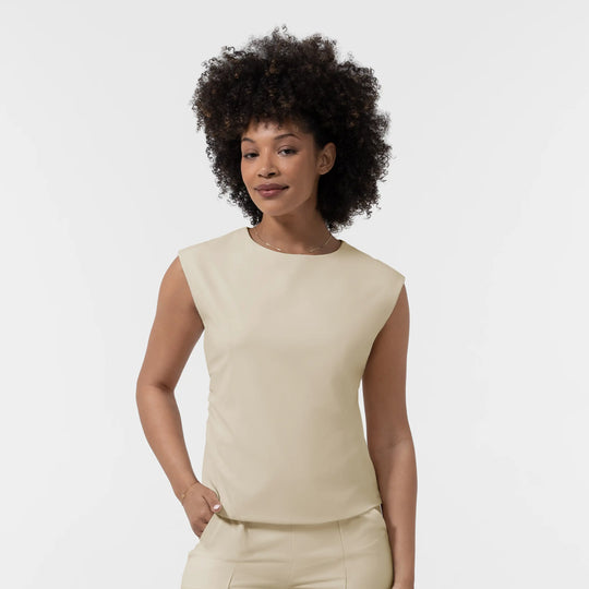 Wink Scrubs Women's Women’s Ruched Blouse Coconut Milk | scrub-supply.com