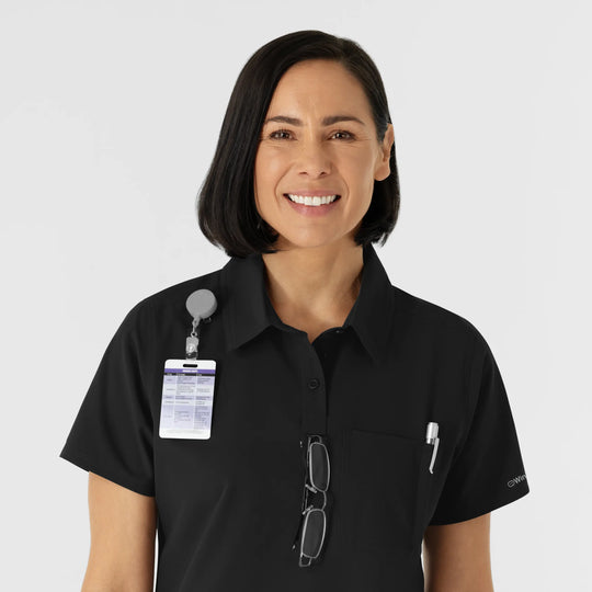 Wink Scrubs Women's Polo Black | scrub-supply.com