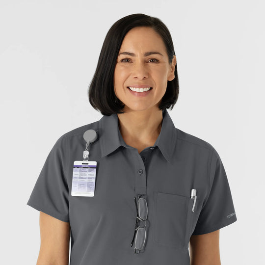 Wink Scrubs Women's Polo Pewter | scrub-supply.com