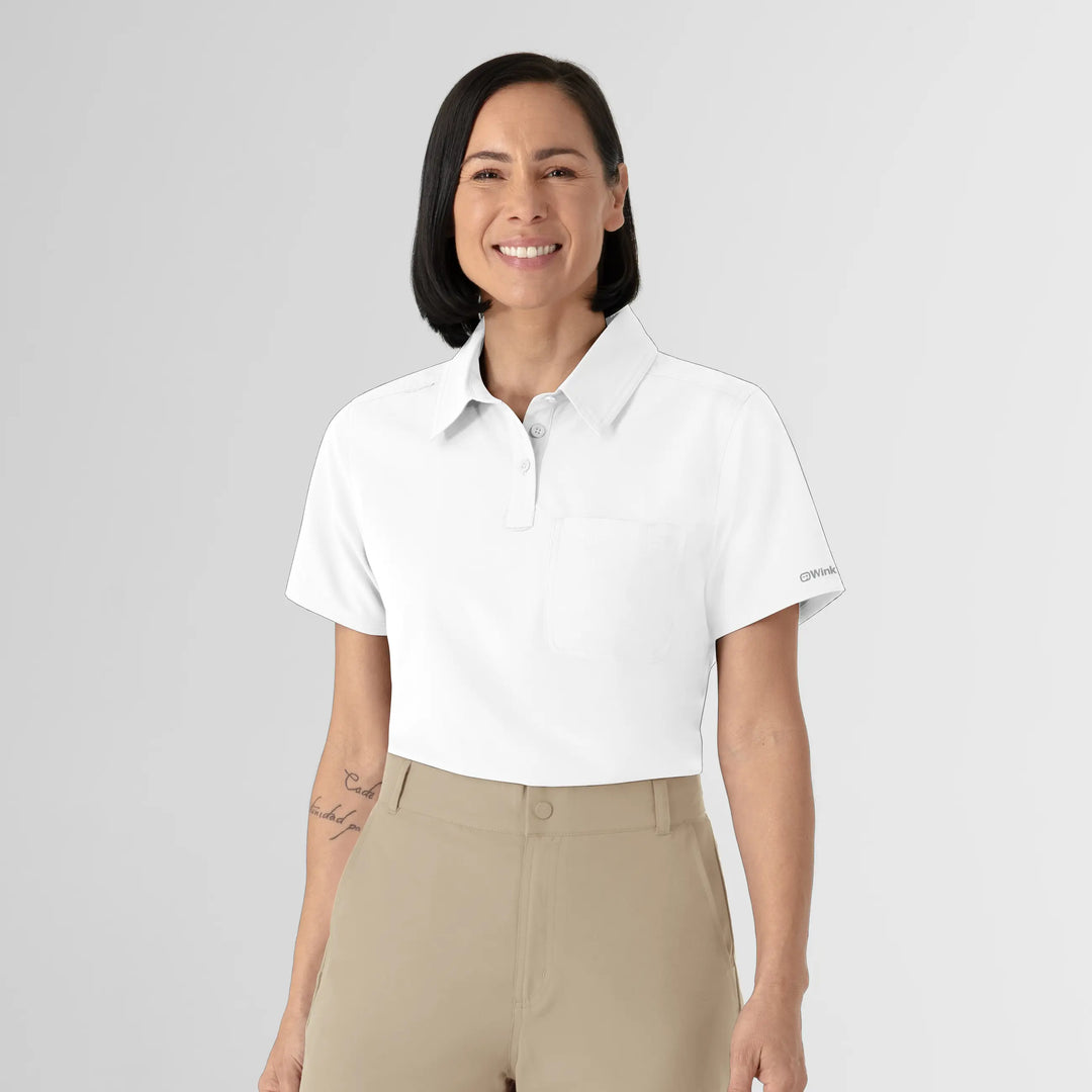 Wink Scrubs Women's Polo White | scrub-supply.com