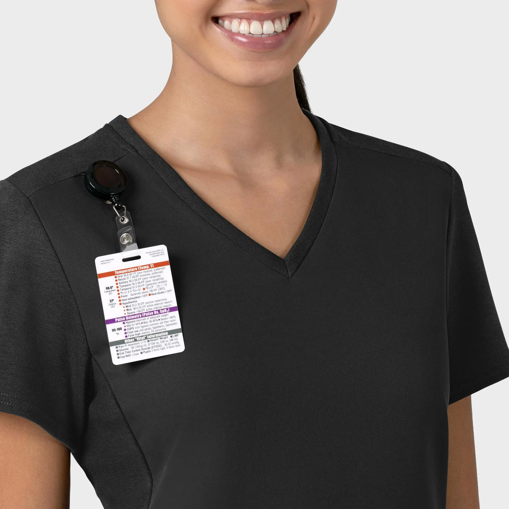 Wink Scrubs Women's Thrive Flex-n-Reach V-Neck Scrub Top Black | scrub-supply.com