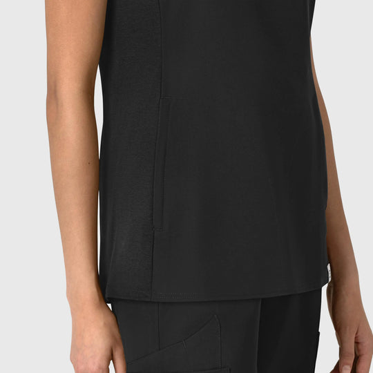 Wink Scrubs Women's Thrive Flex-n-Reach V-Neck Scrub Top Black | scrub-supply.com