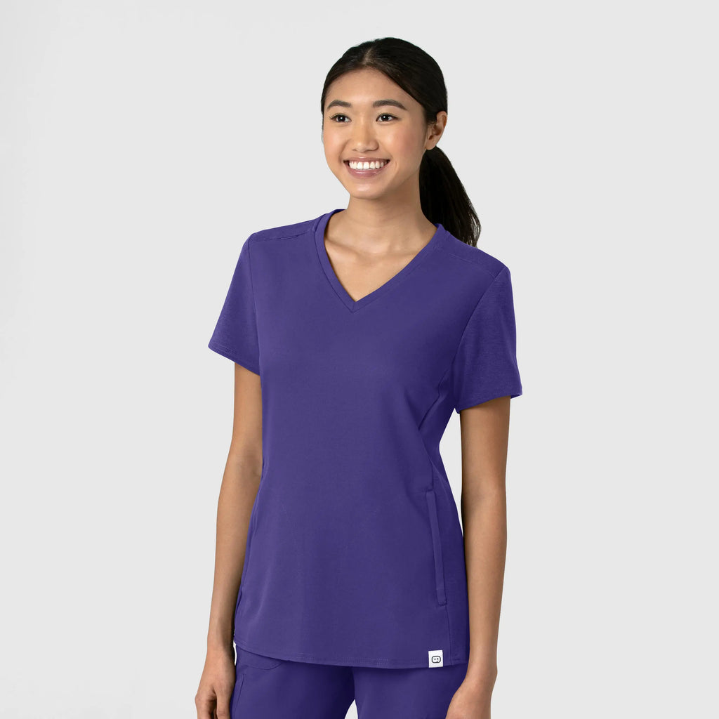 Wink Scrubs Women's Thrive Flex-n-Reach V-Neck Scrub Top Grape | scrub-supply.com