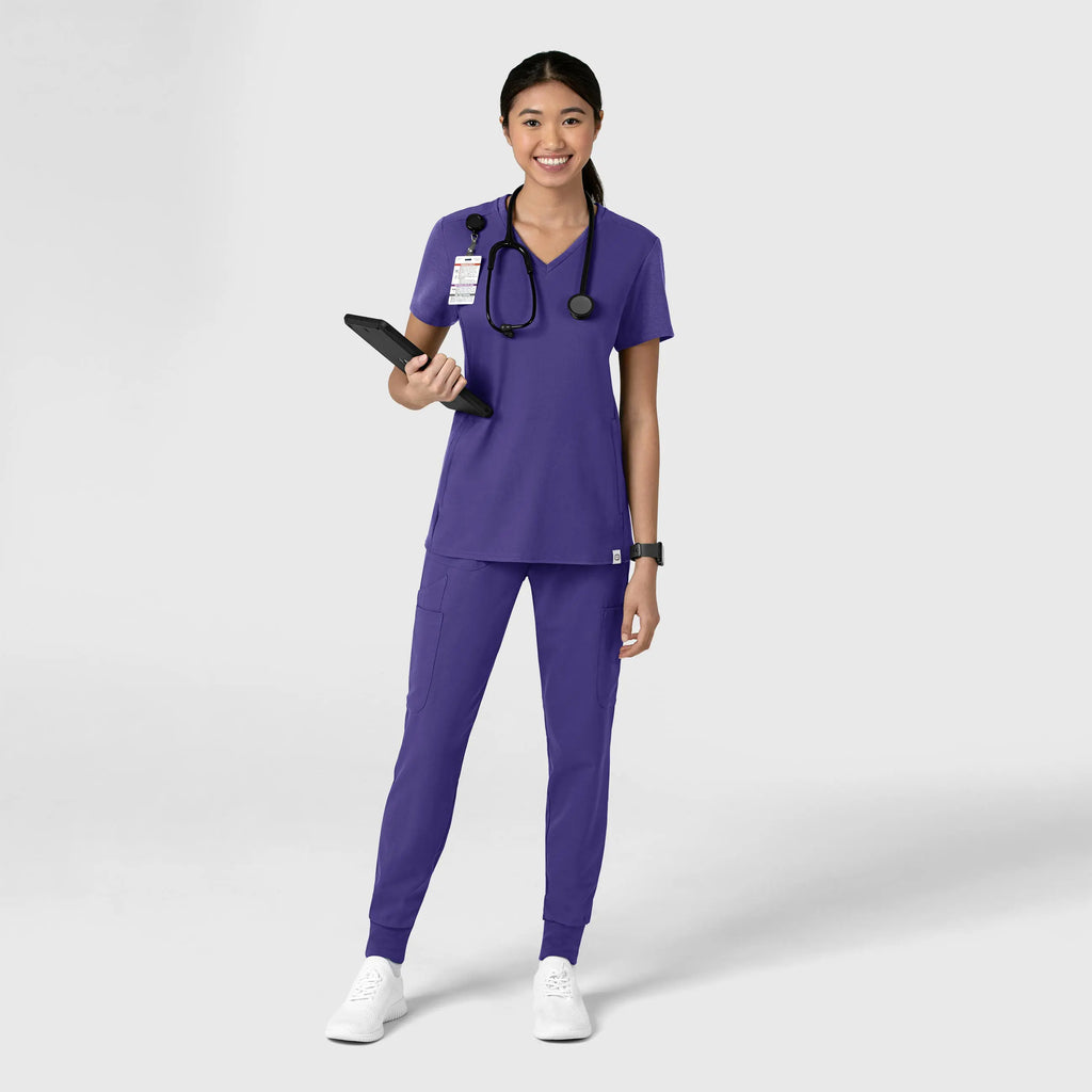 Wink Scrubs Women's Thrive Flex-n-Reach V-Neck Scrub Top Grape | scrub-supply.com