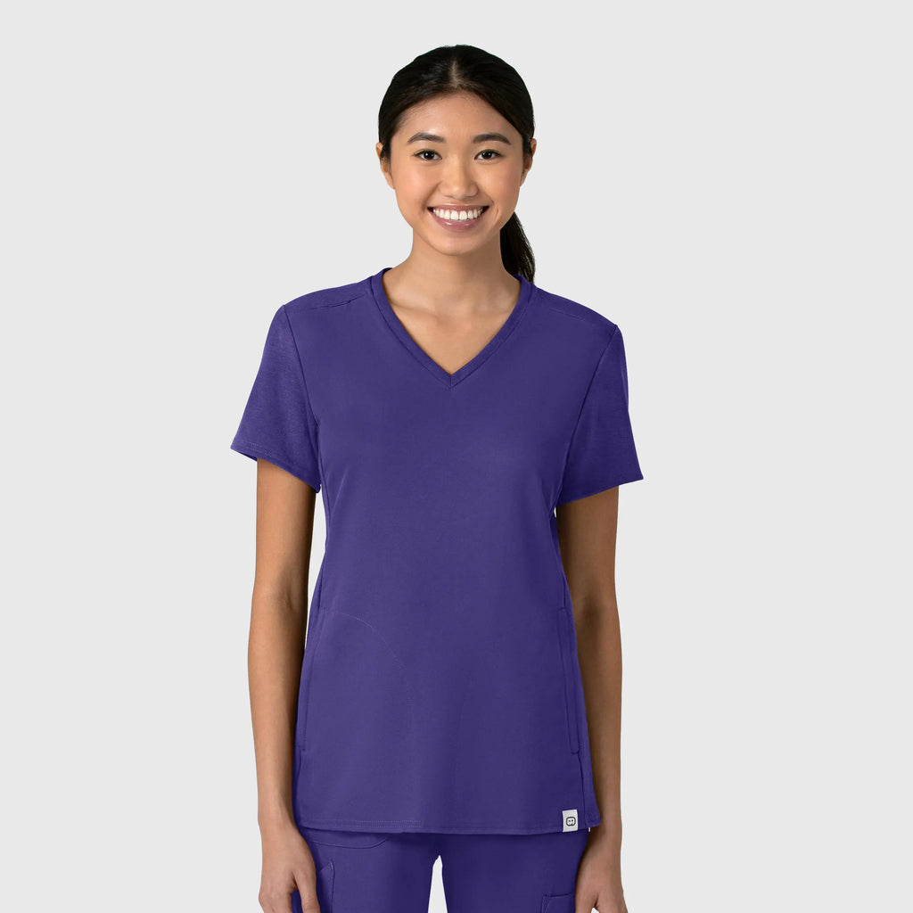 Wink Scrubs Women's Thrive Flex-n-Reach V-Neck Scrub Top Grape | scrub-supply.com