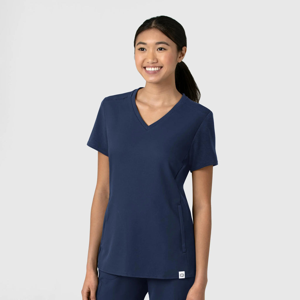 Wink Scrubs Women's Thrive Flex-n-Reach V-Neck Scrub Top Navy | scrub-supply.com