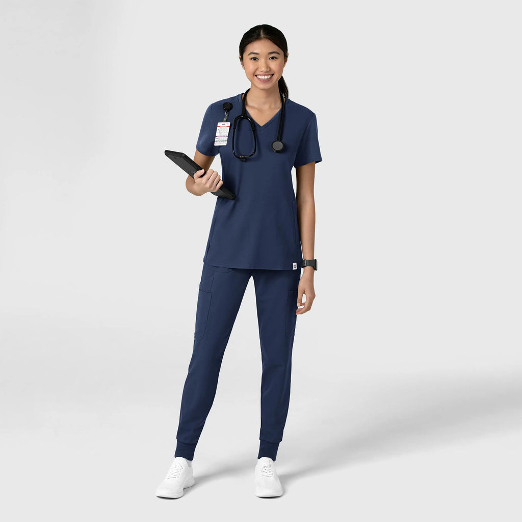 Wink Scrubs Women's Thrive Flex-n-Reach V-Neck Scrub Top Navy | scrub-supply.com