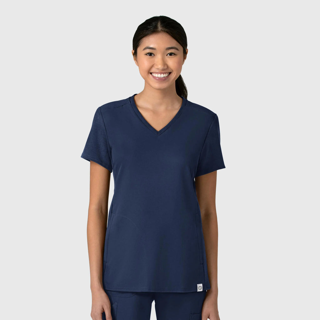 Wink Scrubs Women's Thrive Flex-n-Reach V-Neck Scrub Top Navy | scrub-supply.com