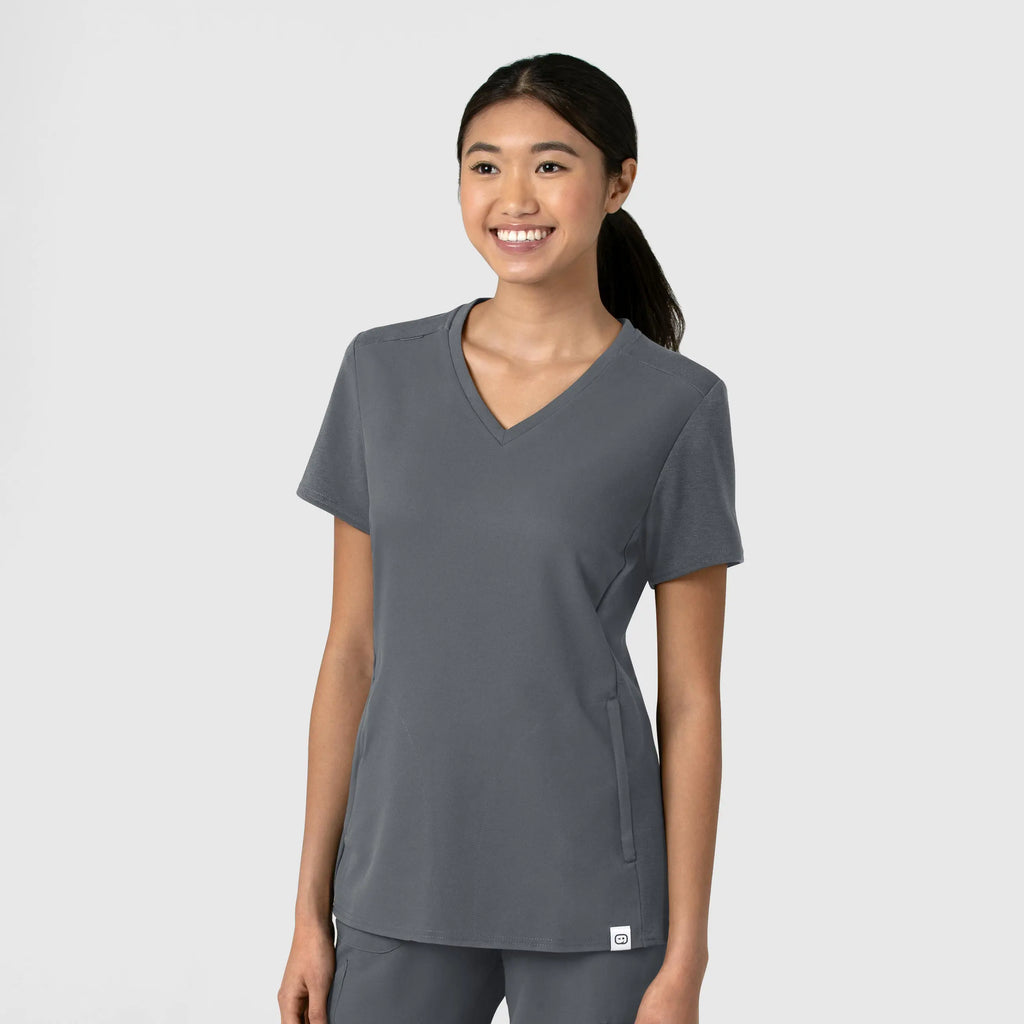 Wink Scrubs Women's Thrive Flex-n-Reach V-Neck Scrub Top Pewter | scrub-supply.com