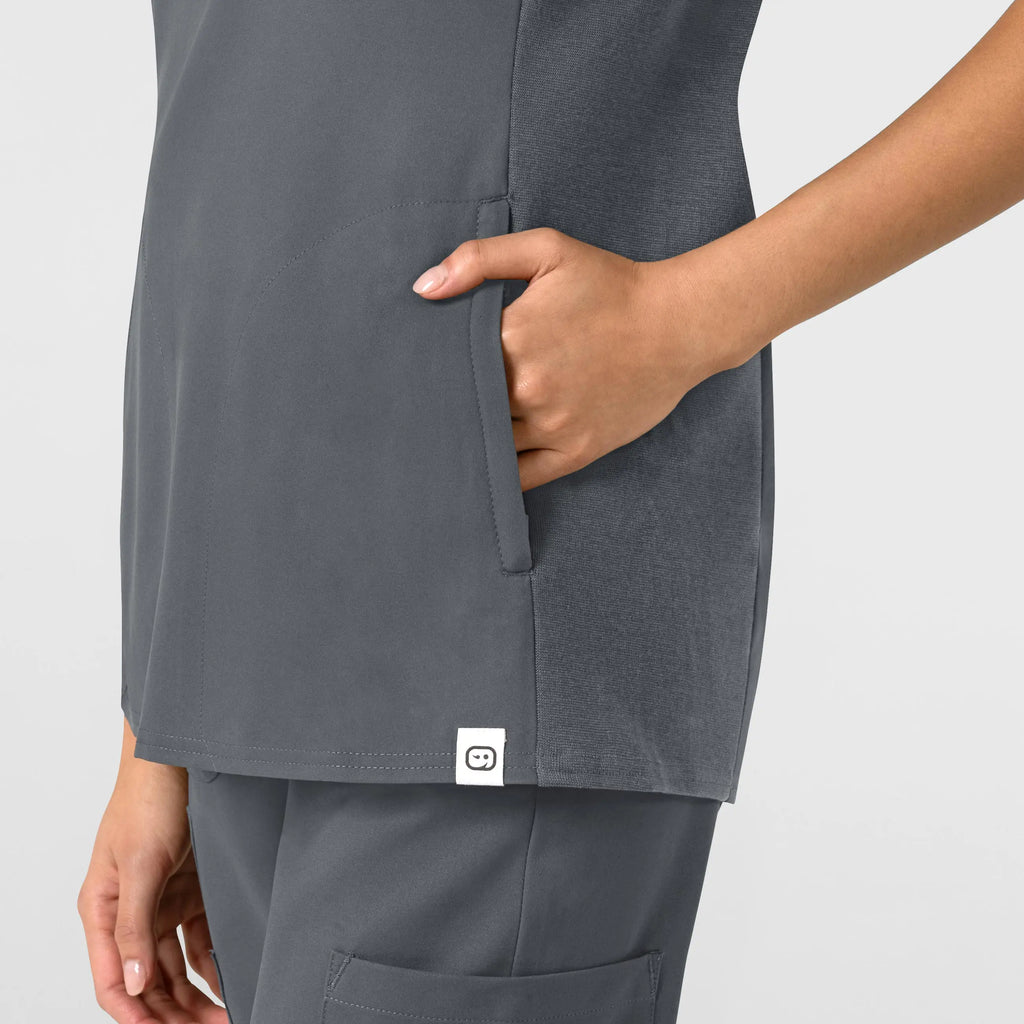 Wink Scrubs Women's Thrive Flex-n-Reach V-Neck Scrub Top Pewter | scrub-supply.com