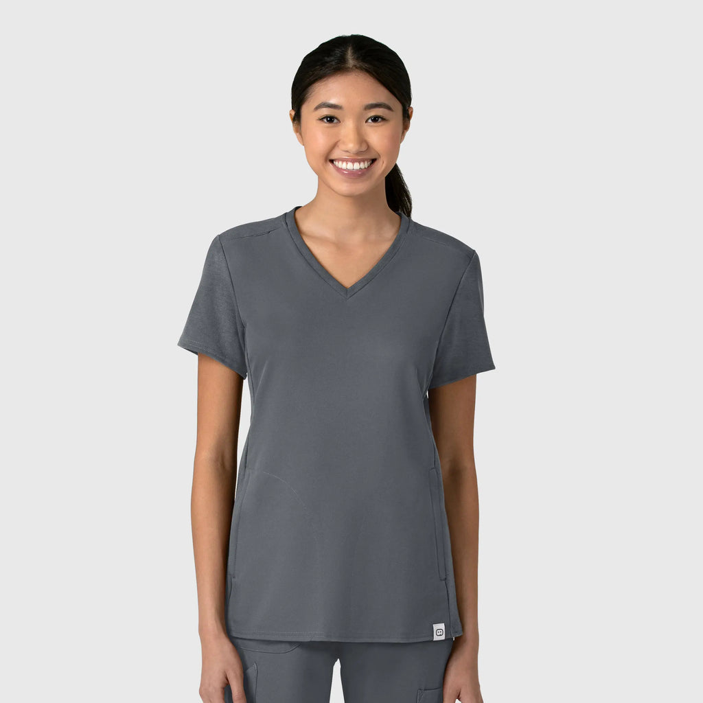 Wink Scrubs Women's Thrive Flex-n-Reach V-Neck Scrub Top Pewter | scrub-supply.com