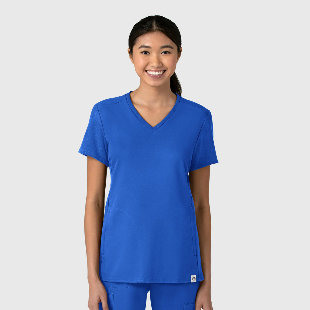 Wink Scrubs Women's Thrive Flex-n-Reach V-Neck Scrub Top Royal Blue | scrub-supply.com