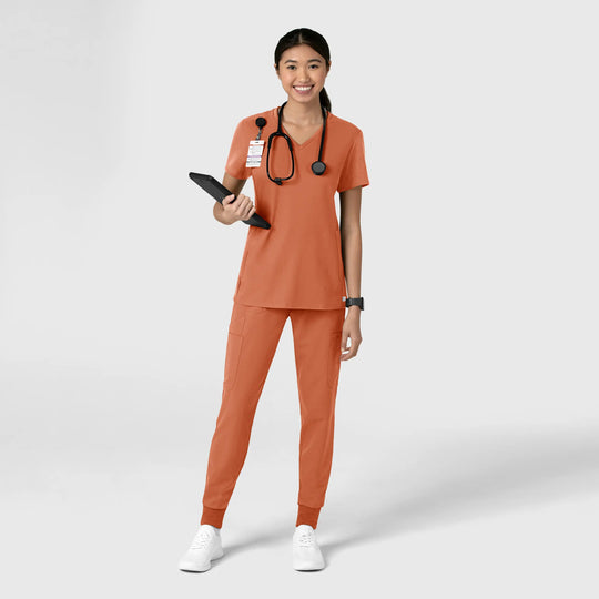 Wink Scrubs Women's Thrive Flex-n-Reach V-Neck Scrub Top Terracotta | scrub-supply.com