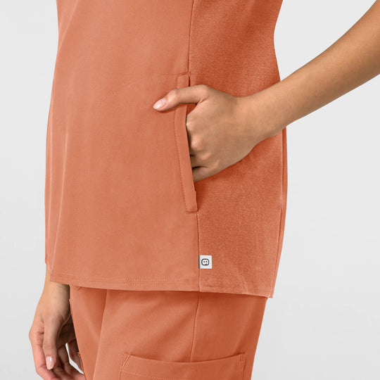 Wink Scrubs Women's Thrive Flex-n-Reach V-Neck Scrub Top Terracotta | scrub-supply.com