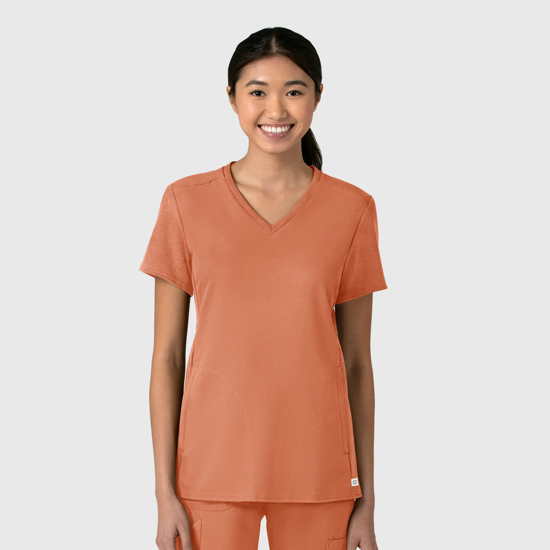Wink Scrubs Women's Thrive Flex-n-Reach V-Neck Scrub Top Terracotta | scrub-supply.com