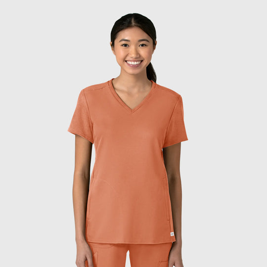Wink Scrubs Women's Thrive Flex-n-Reach V-Neck Scrub Top Terracotta | scrub-supply.com