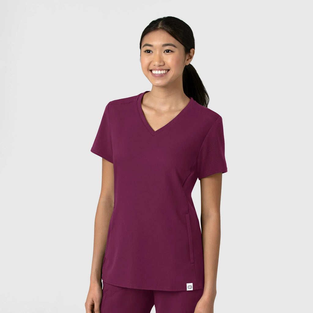 Wink Scrubs Women's Thrive Flex-n-Reach V-Neck Scrub Top Wine | scrub-supply.com