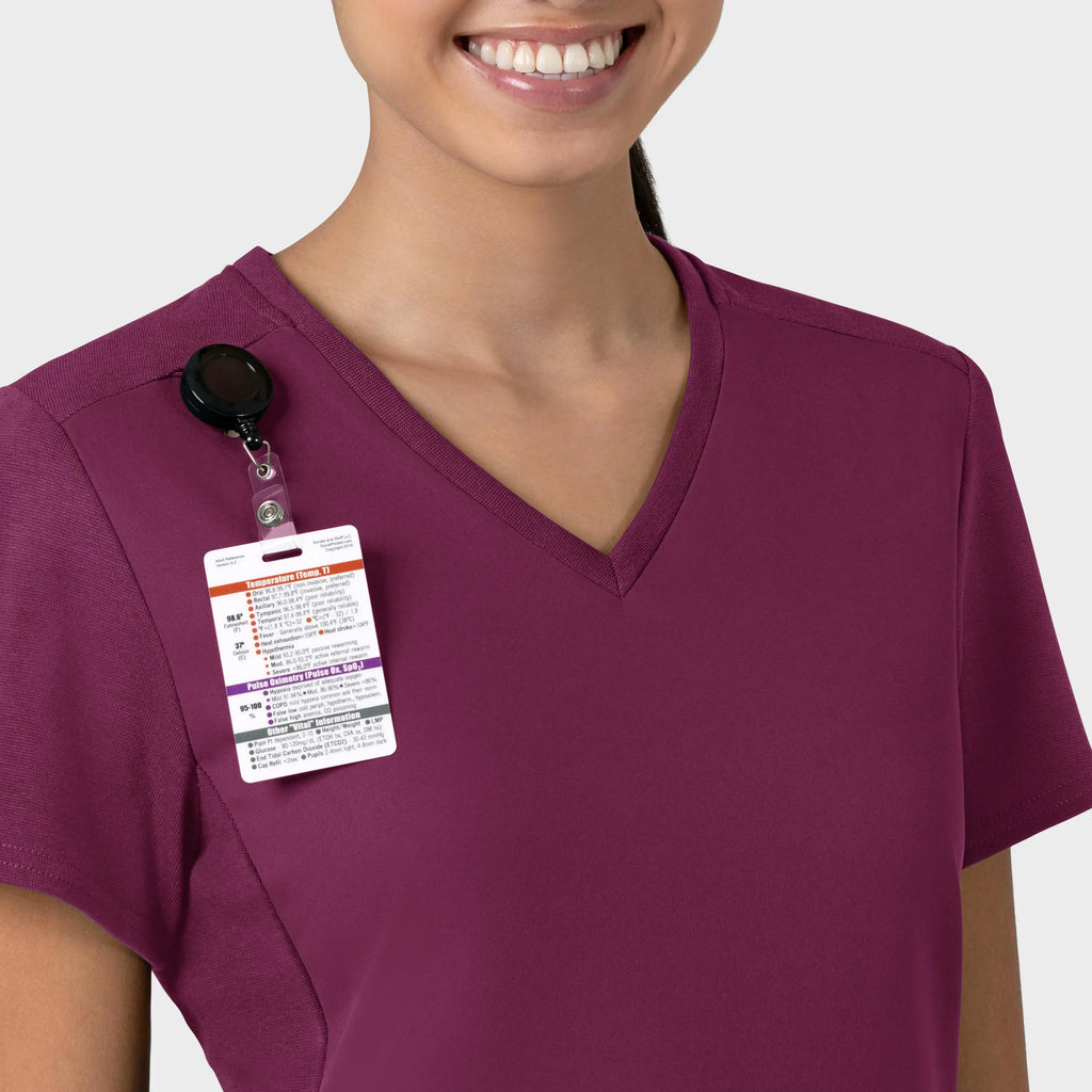 Wink Scrubs Women's Thrive Flex-n-Reach V-Neck Scrub Top Wine | scrub-supply.com