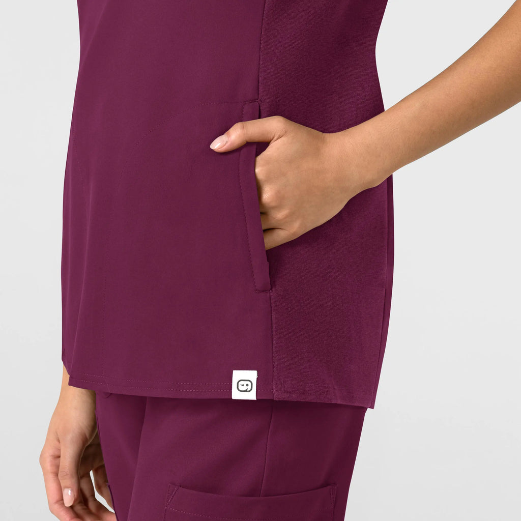 Wink Scrubs Women's Thrive Flex-n-Reach V-Neck Scrub Top Wine | scrub-supply.com