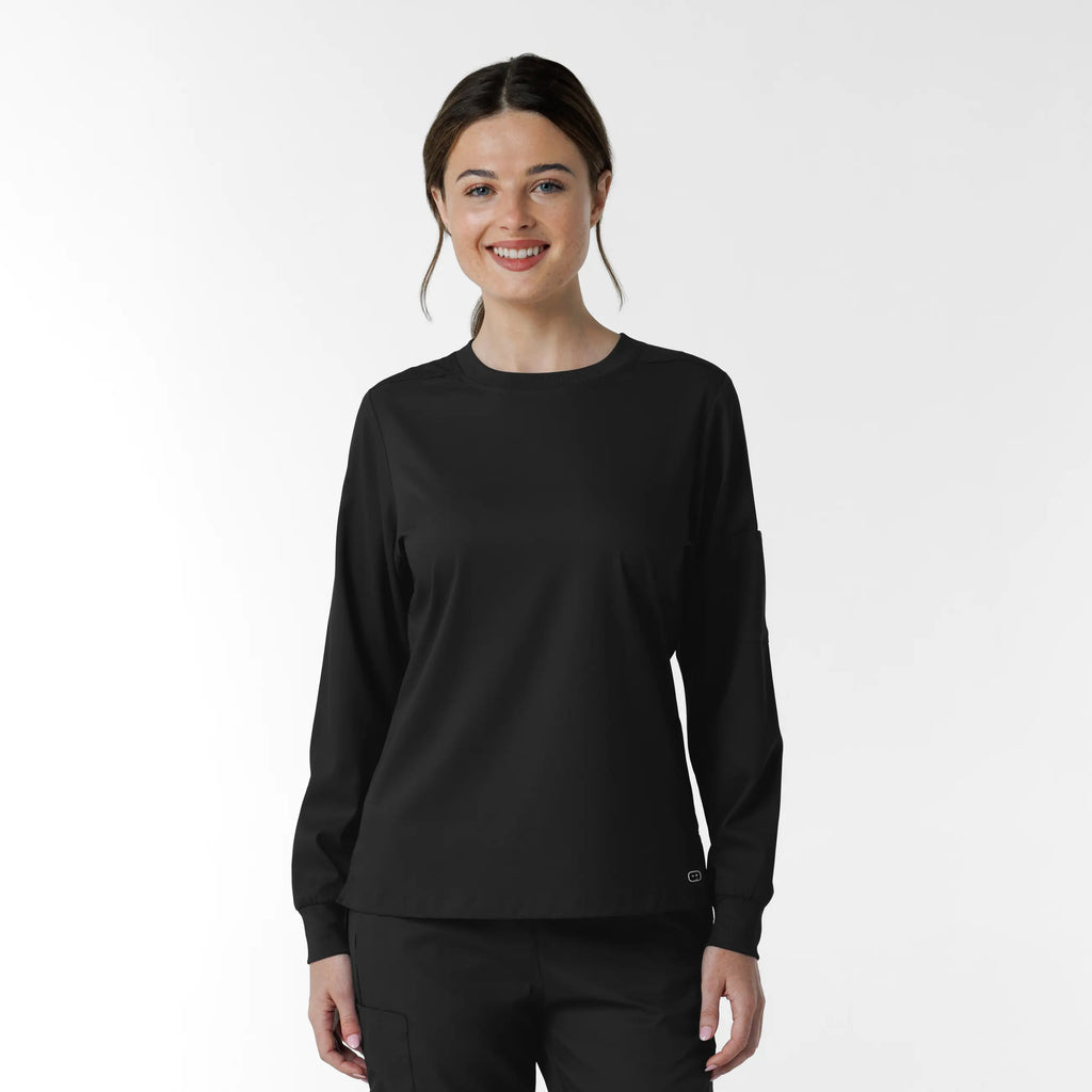 Wink Scrubs Women's Classic Long Sleeve Scrub Tee Black | scrub-supply.com