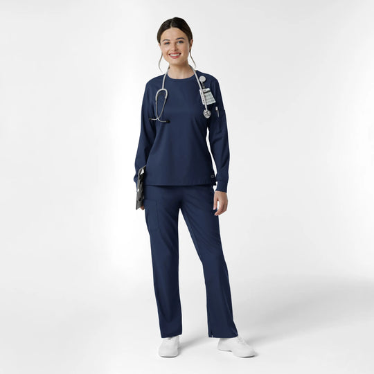 Wink Scrubs Women's Classic Long Sleeve Scrub Tee Navy | scrub-supply.com