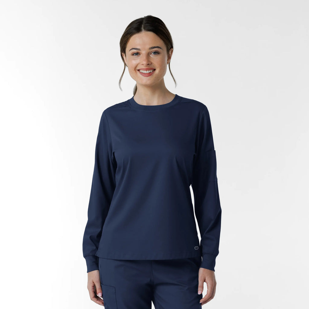 Wink Scrubs Women's Classic Long Sleeve Scrub Tee Navy | scrub-supply.com