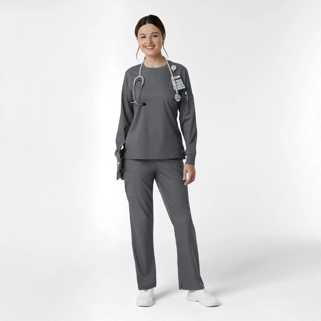 Wink Scrubs Women's Classic Long Sleeve Scrub Tee Pewter | scrub-supply.com