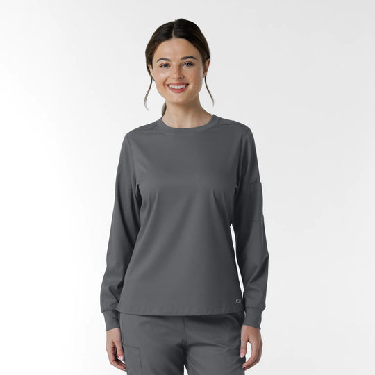 Wink Scrubs Women's Classic Long Sleeve Scrub Tee Pewter | scrub-supply.com