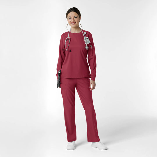 Wink Scrubs Women's Classic Long Sleeve Scrub Tee Ruby | scrub-supply.com