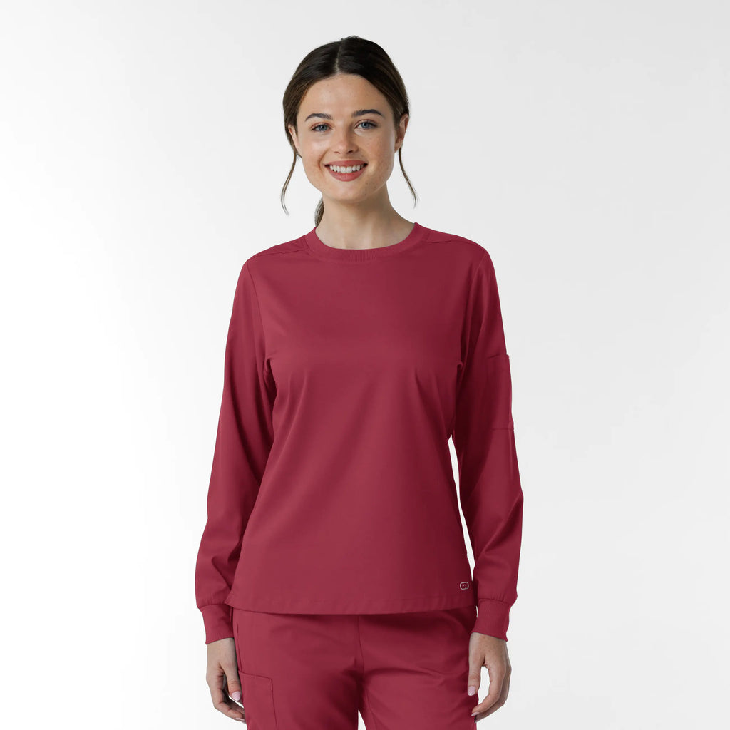 Wink Scrubs Women's Classic Long Sleeve Scrub Tee Ruby | scrub-supply.com