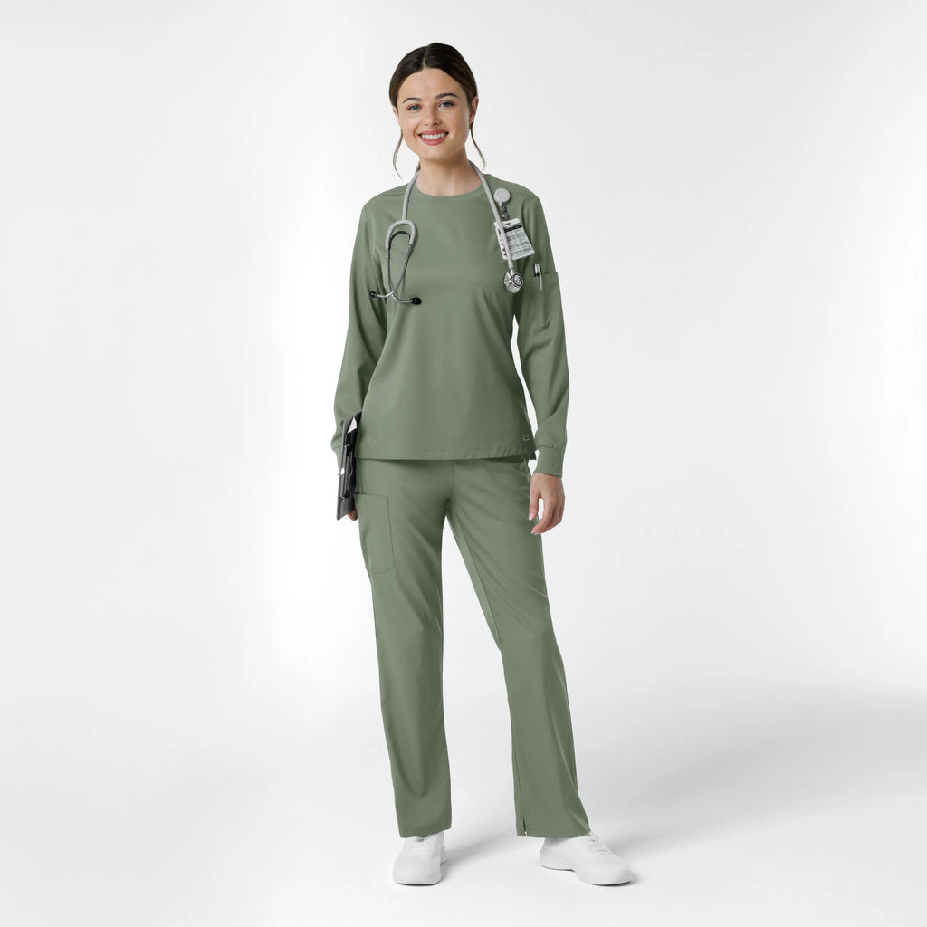 Wink Scrubs Women's Classic Long Sleeve Scrub Tee Sage | scrub-supply.com