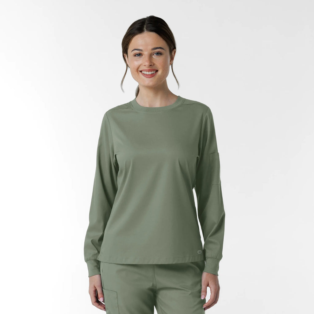 Wink Scrubs Women's Classic Long Sleeve Scrub Tee Sage | scrub-supply.com