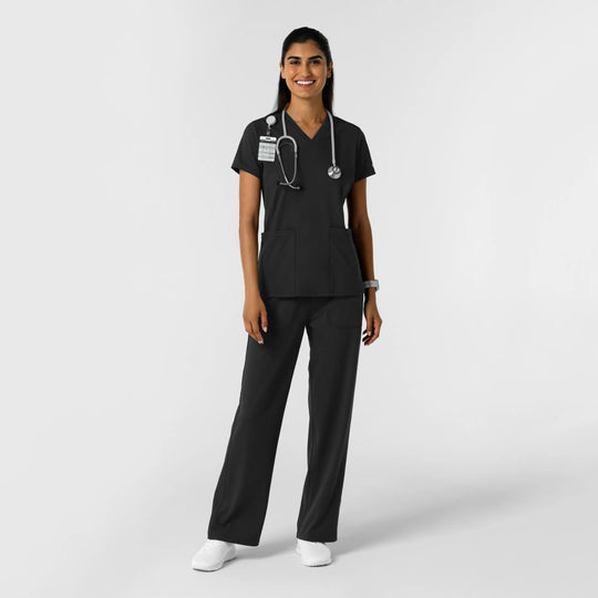 Wink Scrubs Women's 2-Pocket Scrub Top Black | scrub-supply.com