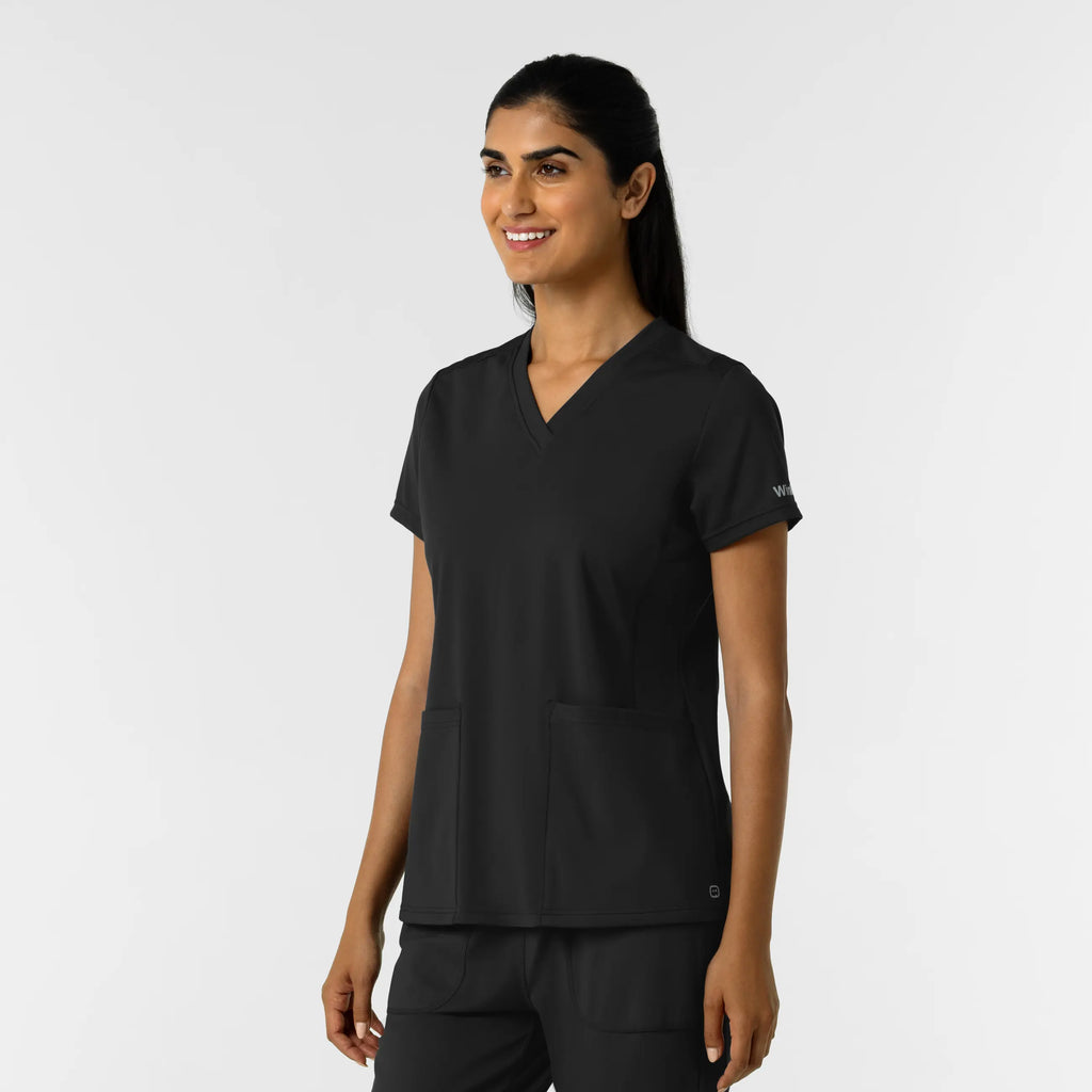 Wink Scrubs Women's 2-Pocket Scrub Top Black | scrub-supply.com