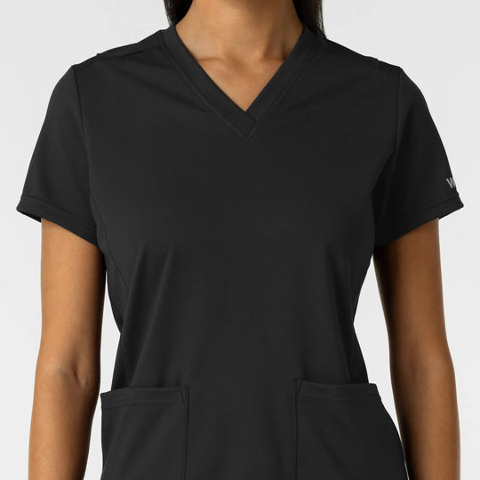 Wink Scrubs Women's 2-Pocket Scrub Top Black | scrub-supply.com