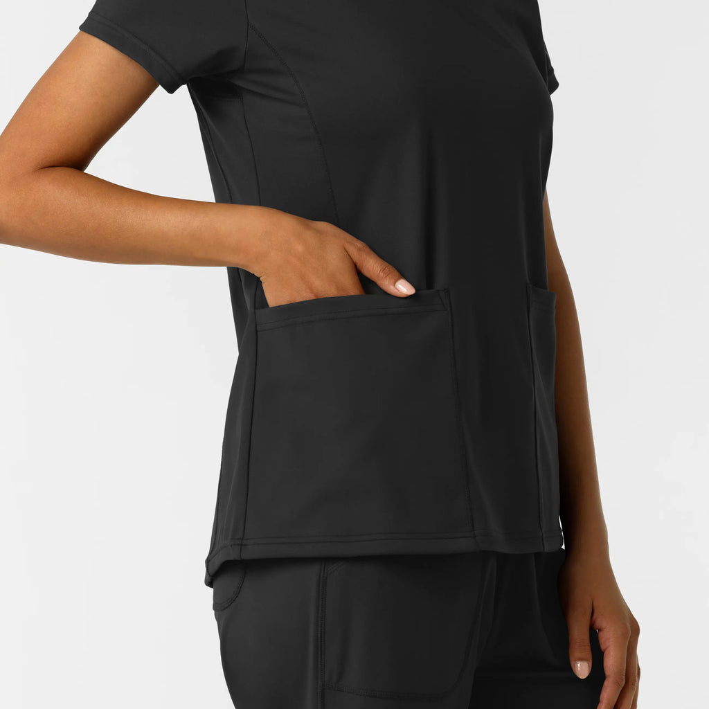 Wink Scrubs Women's 2-Pocket Scrub Top Black | scrub-supply.com