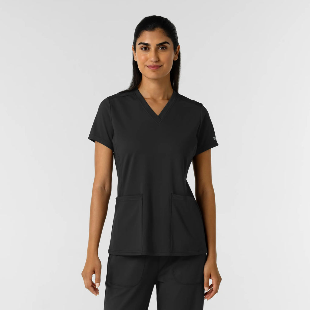 Wink Scrubs Women's 2-Pocket Scrub Top Black | scrub-supply.com