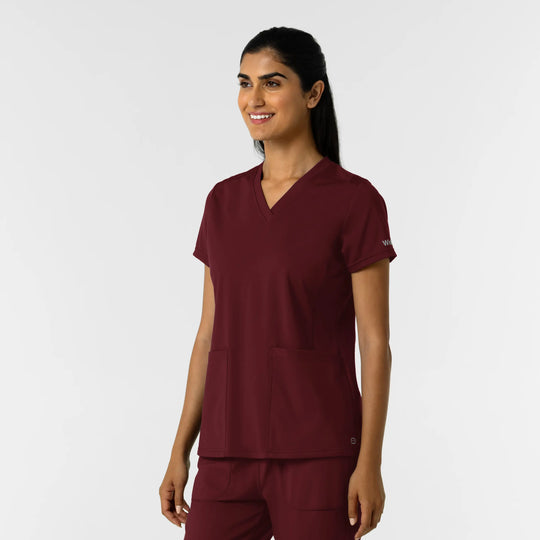 Wink Scrubs Women's 2-Pocket Scrub Top Burgundy | scrub-supply.com
