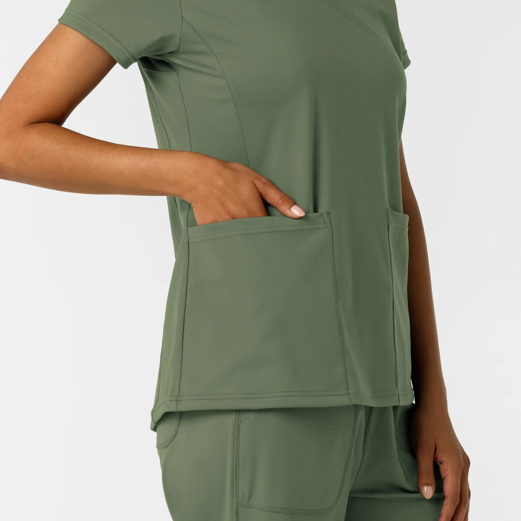 Wink Scrubs Women's 2-Pocket Scrub Top Olive | scrub-supply.com