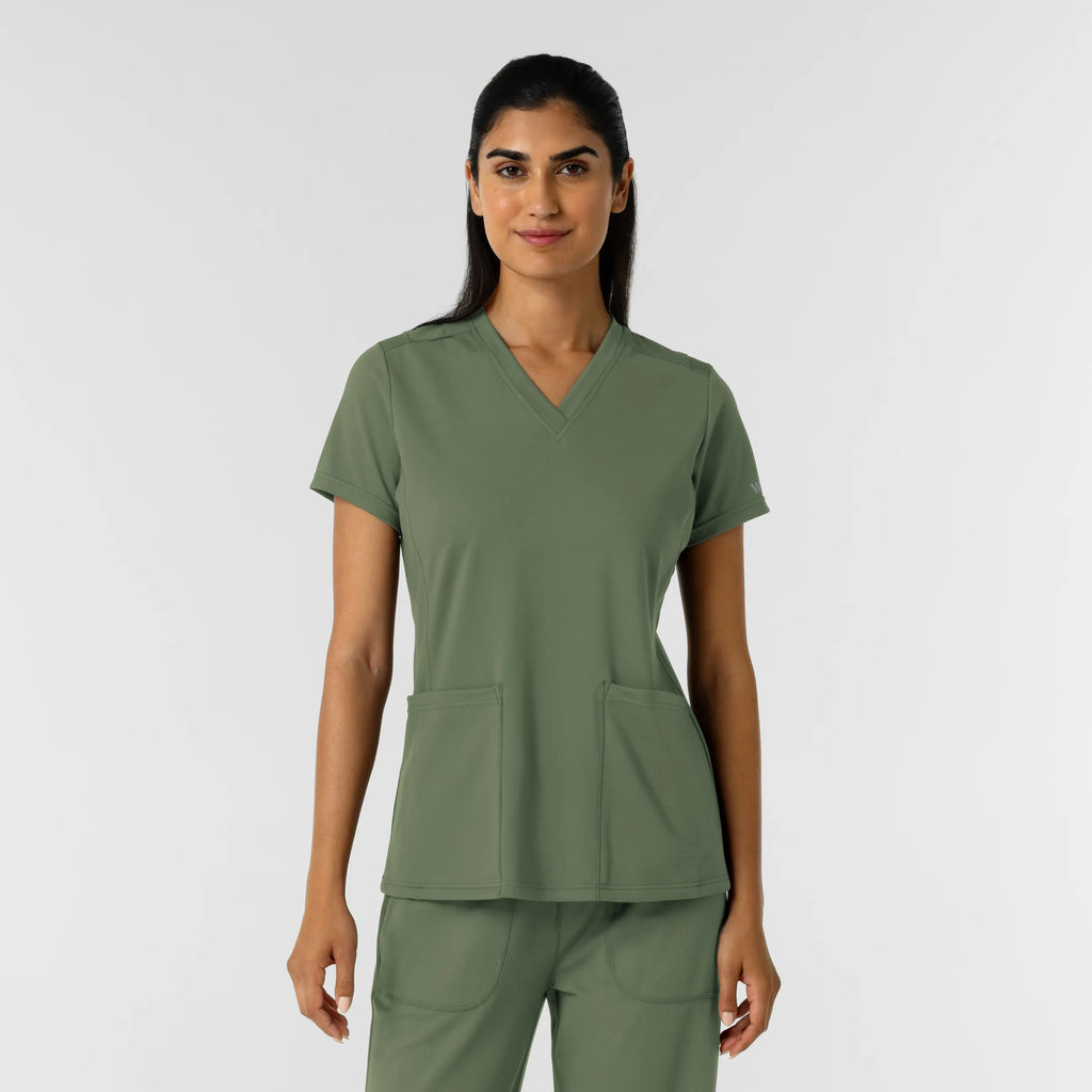 Wink Scrubs Women's 2-Pocket Scrub Top Olive | scrub-supply.com