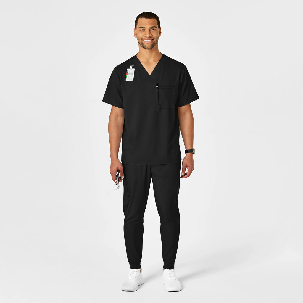 Wink Scrubs Men's PRO V-Neck Scrub Top Black | scrub-supply.com