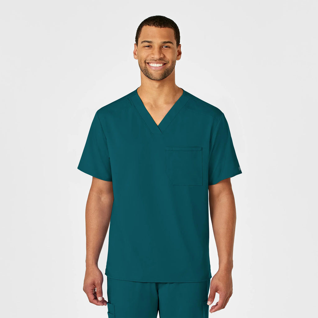 Wink Scrubs Men's PRO V-Neck Scrub Top Caribbean Blue | scrub-supply.com