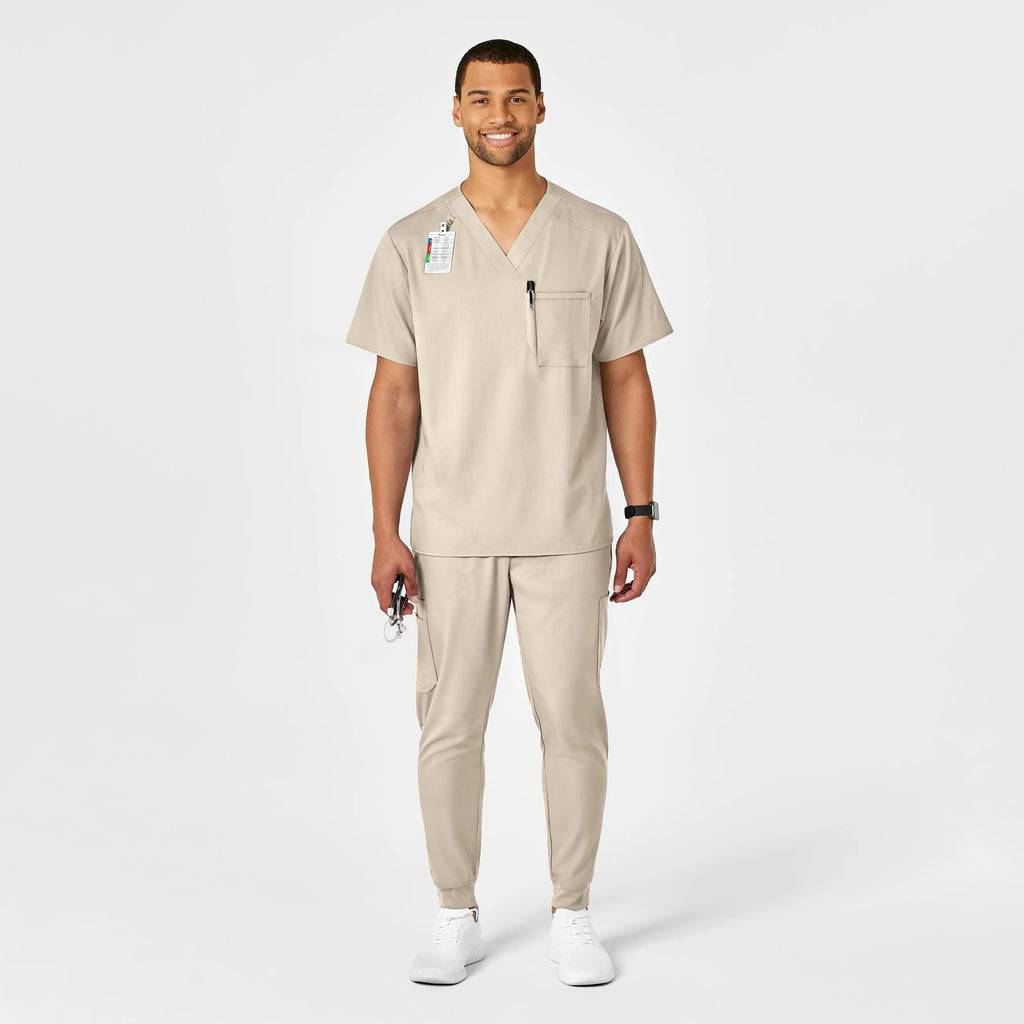 Wink Scrubs Men's PRO V-Neck Scrub Top Khaki | scrub-supply.com