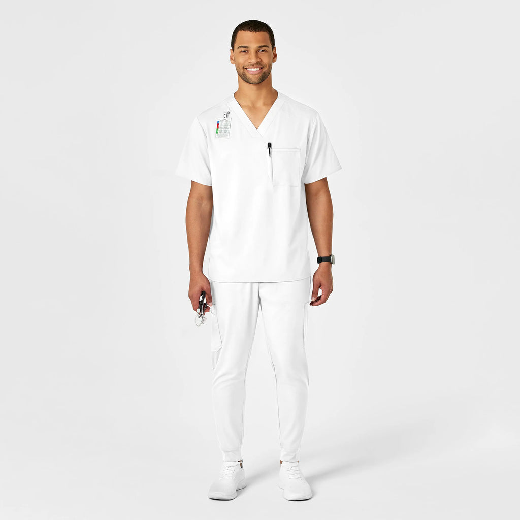 Wink Scrubs Men's PRO V-Neck Scrub Top White | scrub-supply.com